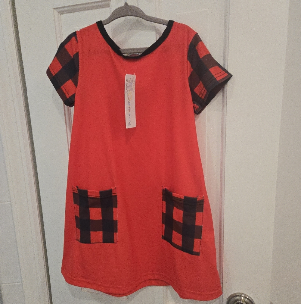 Title: NWT Sunshine Swing Girls Size 4 Red& Black Bufffalo Plaid A-line Pocket T